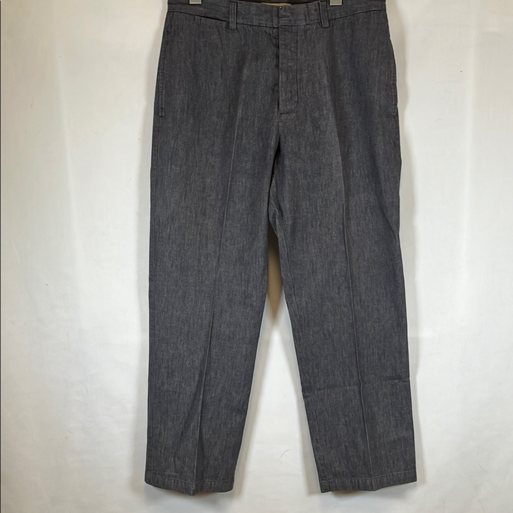 J. Crew Button Fly Pants Men's 34 x 30 100%cotton Flat Front Trouser Dark Gray